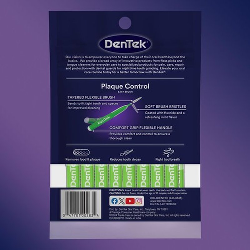 DenTek Easy Brush Plaque Control Interdental Cleaners, Tight, 16 Count, 6 Pack
