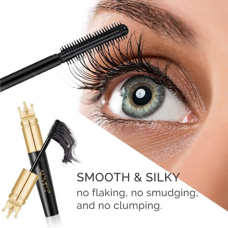 2 Pack Waterproof Mascara Black, Mascara Volume and Length, 4D Silk Fiber Lengthening Voluminous Mascara, Long-Lasting Lash Sensational Mascara, Feathery Soft Full Lashes, Golden Crown, Blackest Black