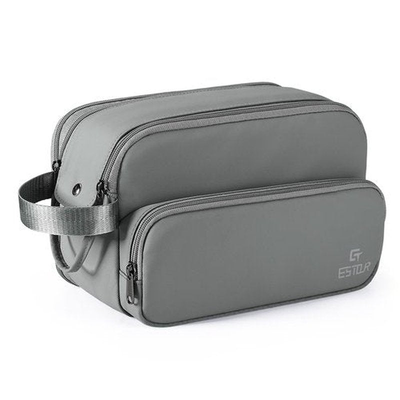 Estour Toiletry Bag for Men, Travel Toiletry Bag Travel Essentials, Dopp Kit Water-resistant Shaving Bag, Bathroom Bag Toiletries Organizer, Gray(Upgraded Polyster)