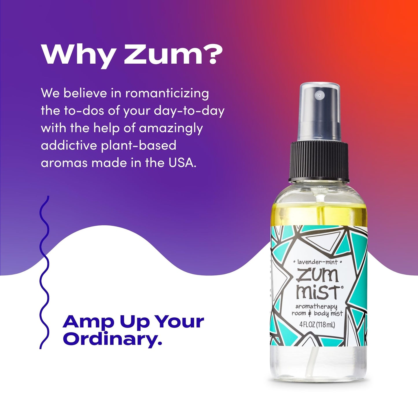 Indigo Wild Zum Mist Room & Body Spray - Aromatherapy Essential Oil Spray - Natural Body Mist & Room Spray - Lavender-Mint Scent - 4 fl oz (2 Pack)
