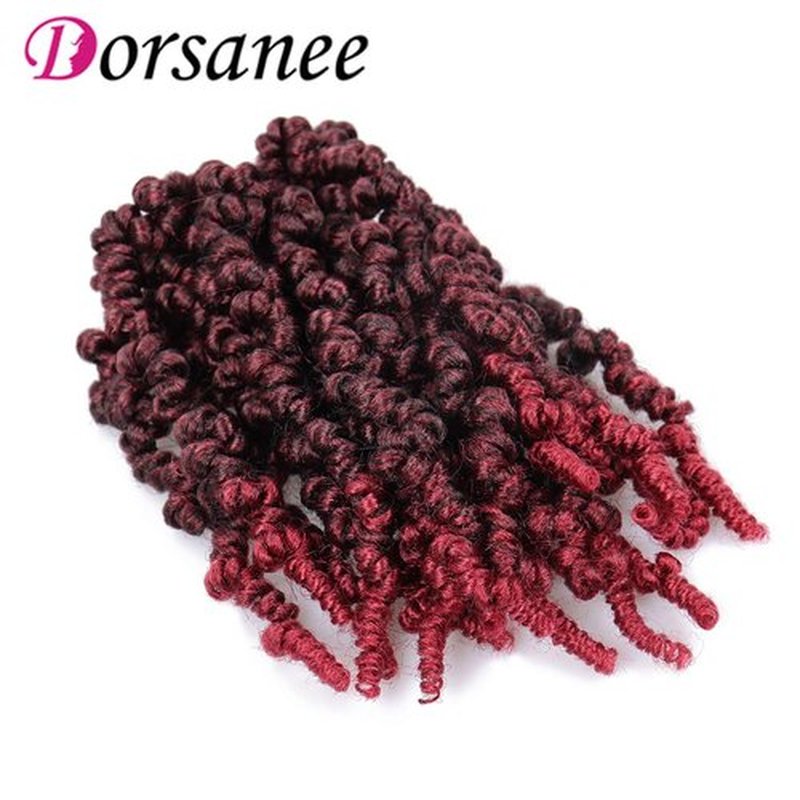 Dorsanee Pre-twisted Spring Twist Crochet Hair 8 Inch 4 Packs Short Curly Crochet Hair Pre Looped Crochet Braids Mini Passion Twists Fluffy Twist Synthetic Hair Extensions (8 Inch,Tbug#)