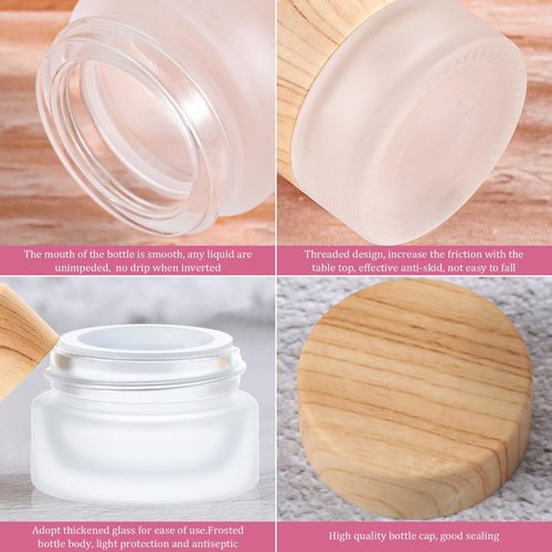 Geiserailie Glass Cosmetic Containers Empty Sample Jars with Leak Proof Lids Makeup Sample Containers for Lotion Cream Cosmetic(100 Pieces,5 Gram)