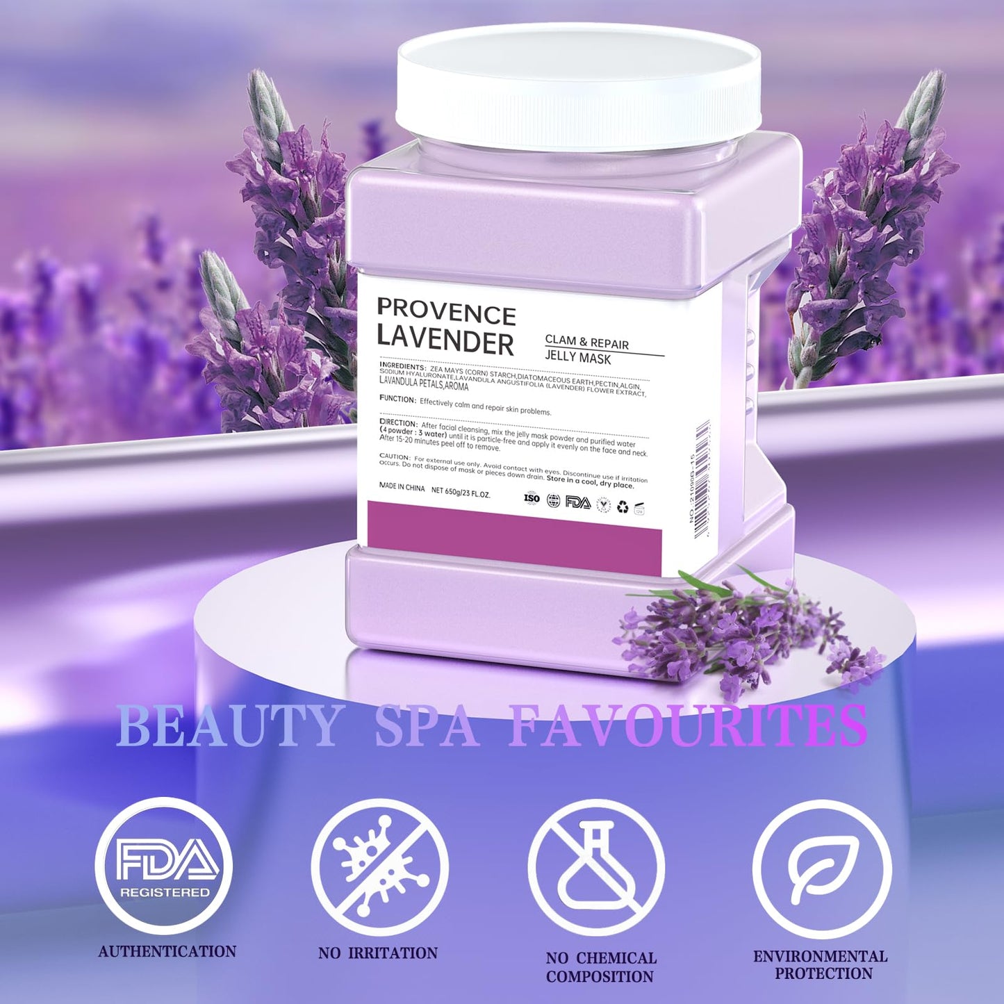 Truvenum Jelly Mask Powder for Facials,Lavender Jelly Mask Powder Hydrating, Brightening & Nourishing Face Mask Skin Care,Peel Off Jelly Masks for DIY Spa 23 Fl Oz