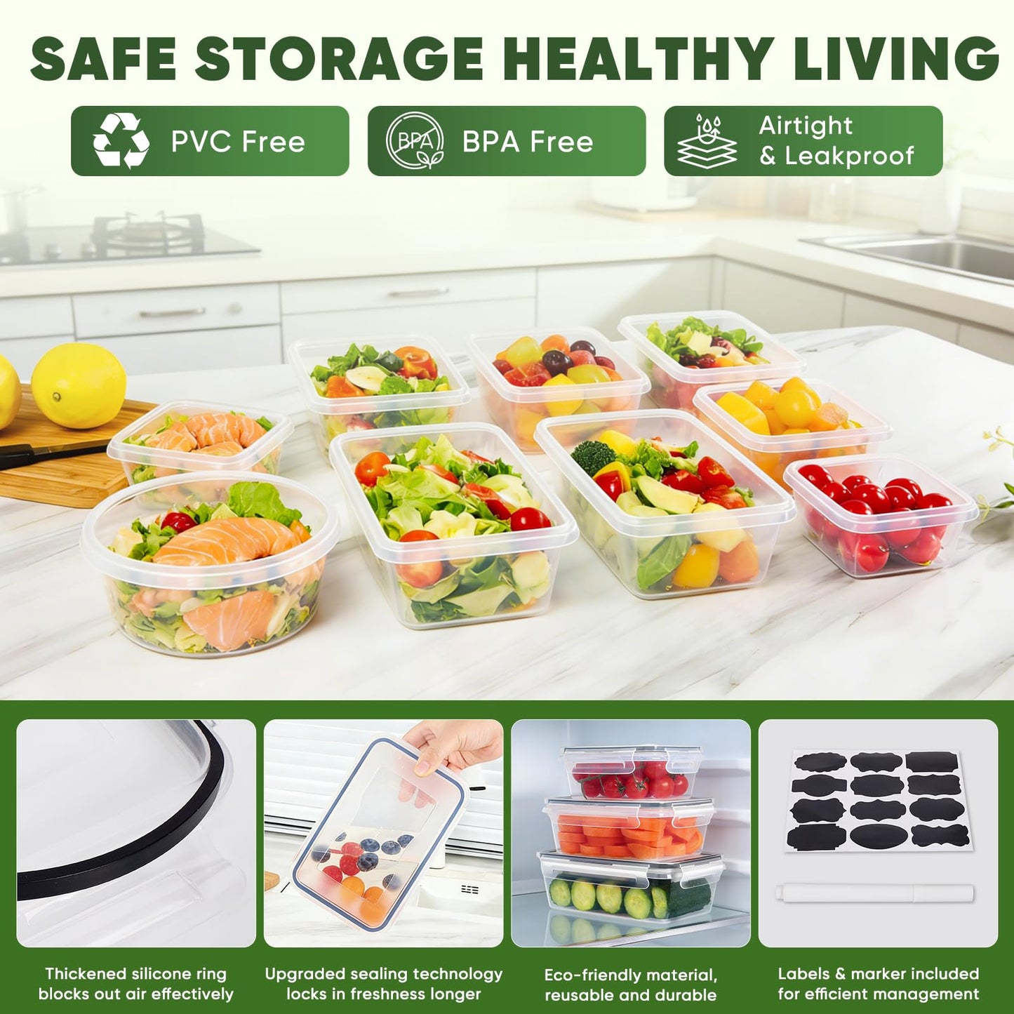 AGNDTXR 24-Piece Food Storage Containers, Leakproof Airtight