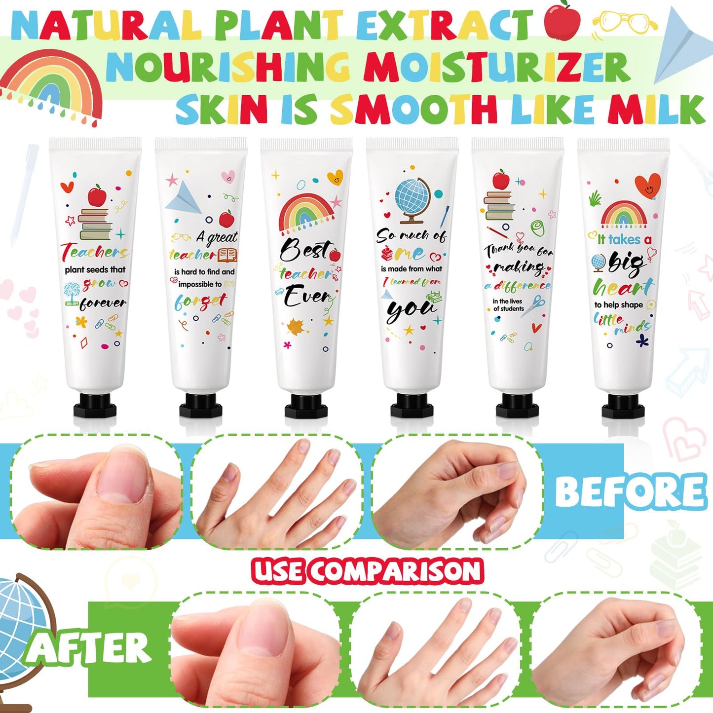 Dimsile 12 Set Valentine's Day Gifts for Teacher Appreciation Hand Cream Moisturizing Hand Lotion Thank You Teacher Gifts Travel Size with Cards Organza Bags for Dry Cracked