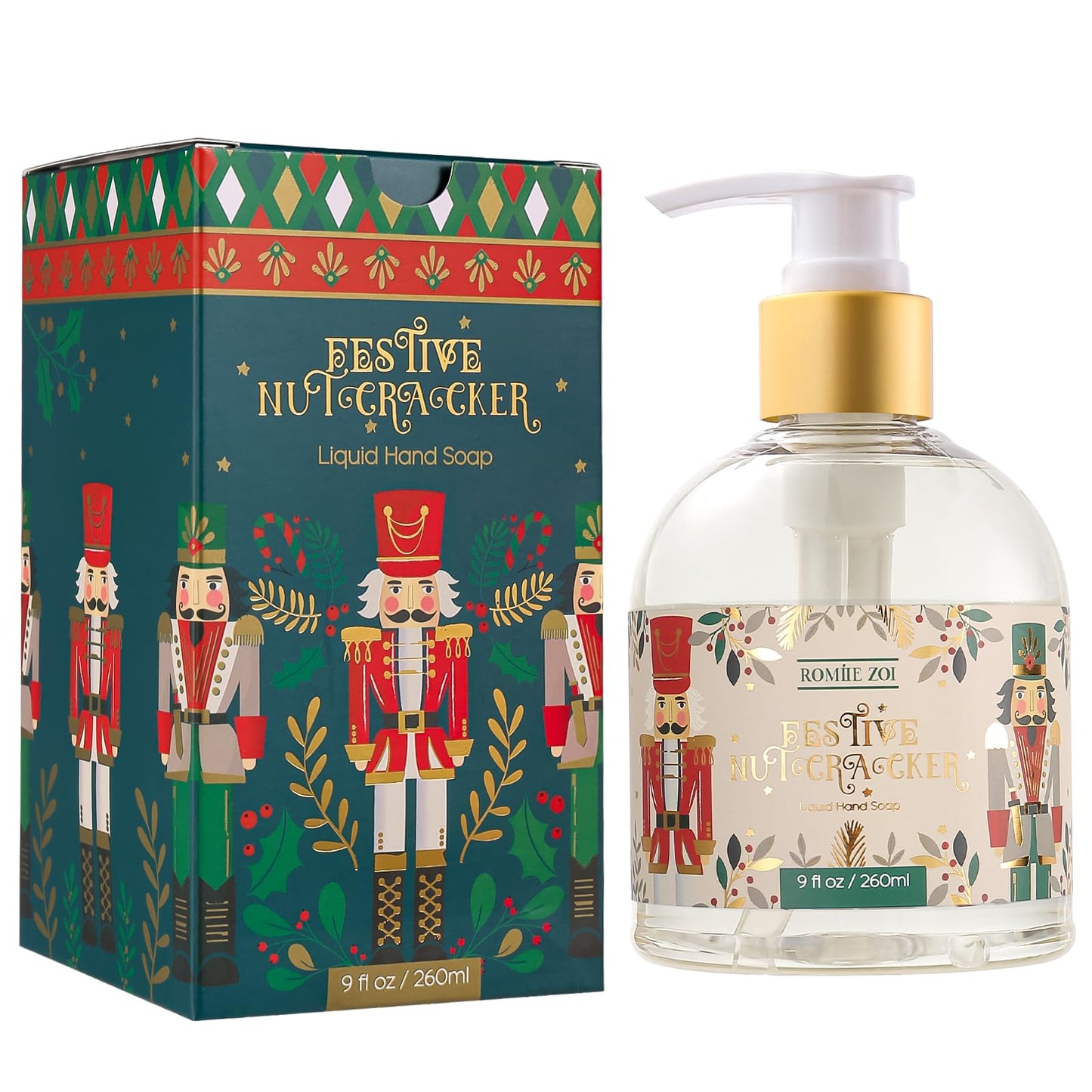 ROMIIE ZOI Christmas Liquid Hand Soap with Gift Box - The Nutcracker, Infused with the Nutcracker Aroma - 260ml/ 8.7 fl.oz