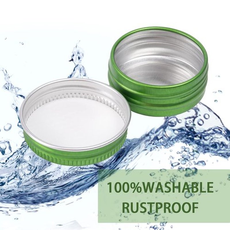 0.5 oz Screw Top Aluminum Tin Jar with Screw Lid and Blank Labels (Green - Pack of 32)