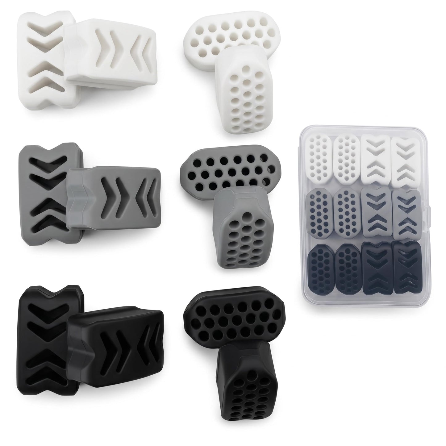 Jaw Exerciser for Men & Women,(12 pcs)2 models 3 Resistance Levels,BPA Free Silicone jawline exerciser,Jaw Trainer for Beginners, Intermediate & Advanced Users (White,Gray&Black)