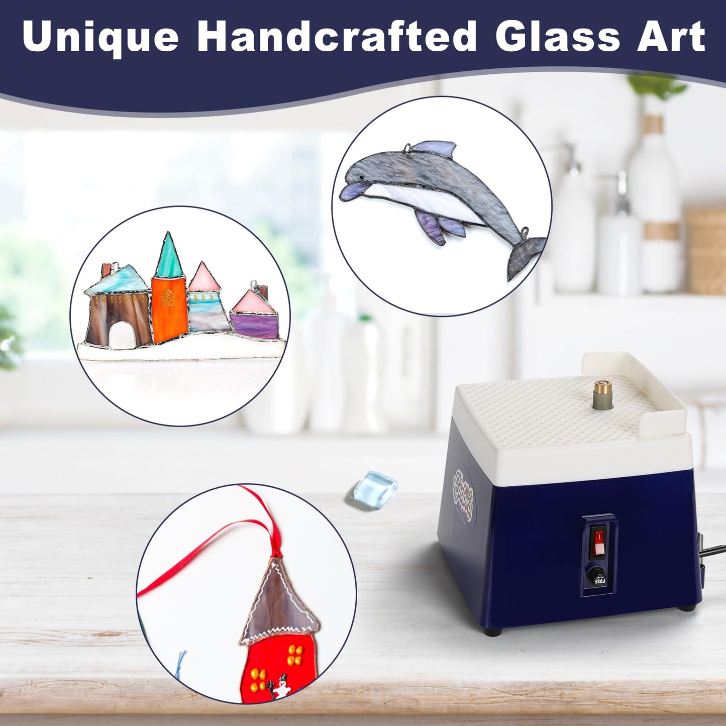 Stained Glass Grinder, Mini Glass Grinder Machine with 5/8" & 1" Grinder Bits, Stained Glass Kit & Glass Cutting Oil, Widely Used for Glass Processing Arts and Decoration - by Godora