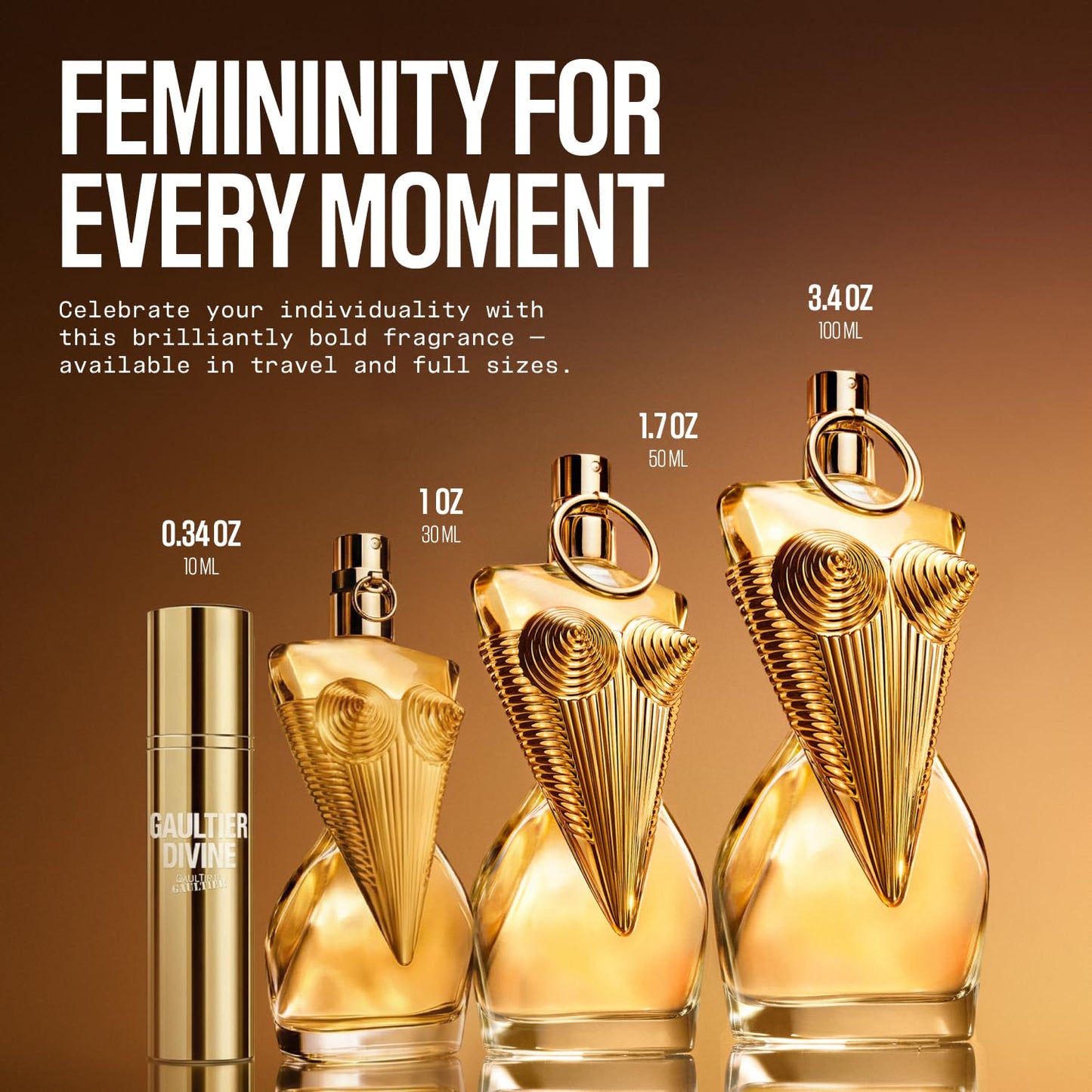 Jean Paul Gaultier Gaultier Divine Eau de Parfum - Long Lasting Floral Perfume for Women with Salty Note, Fleur de Lys & Meringue - Refillable Women's Designer Fragrance Spray, 3.4 oz