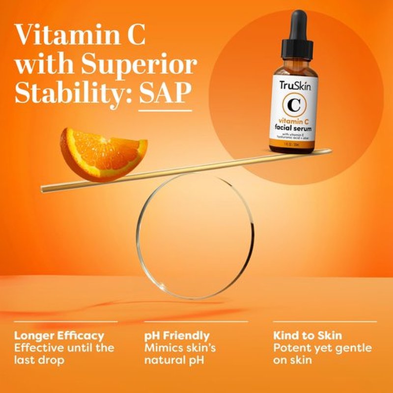 TruSkin Vitamin C Serum – Anti Aging Facial Serum with Vitamin C, Hyaluronic Acid, Vitamin E & More – Brightening Serum for Dark Spots, Even Skin Tone, Eye Area, Fine Lines & Wrinkles, 1 Fl Oz
