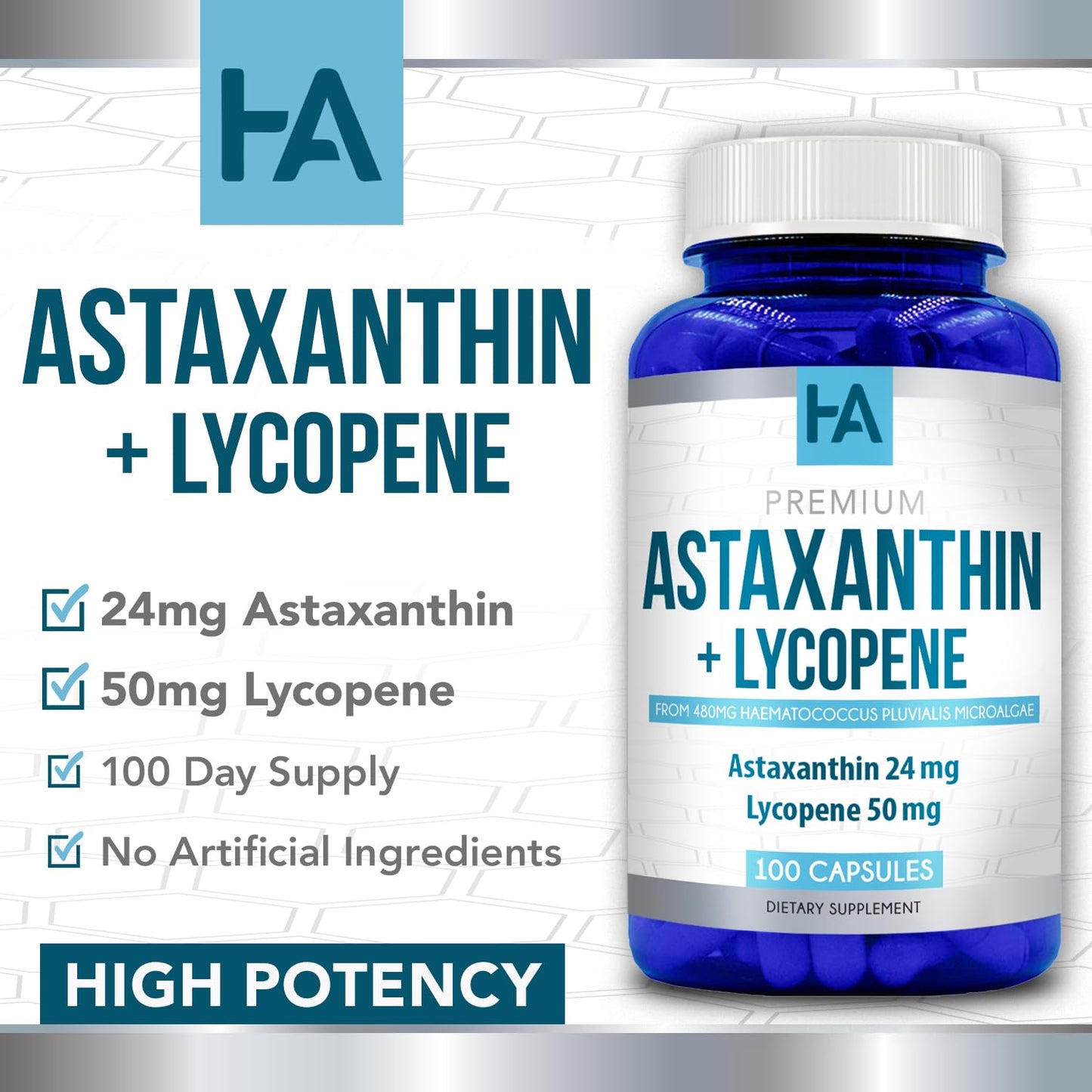 Astaxanthin and Lycopene Supplement | Lycopene 50mg Plus Astaxanthin 24mg Carotenoids Supplement for Tanning Skin Care Vision & Heart Health Support | Vegan & Non-GMO (100 Veggie Capsules)