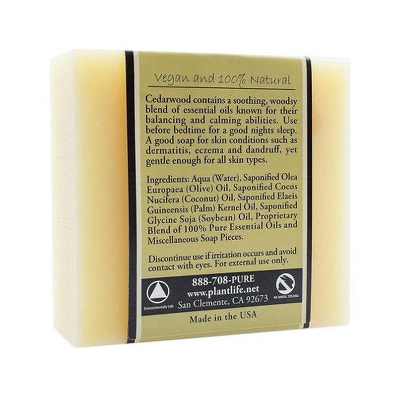 Plantlife Cedarwood 3-Pack Bar Soap - Moisturizing and Soothing Soap for Your Skin - Hand Crafted Using Plant-Based Ingredients - Made in California 4oz Bar