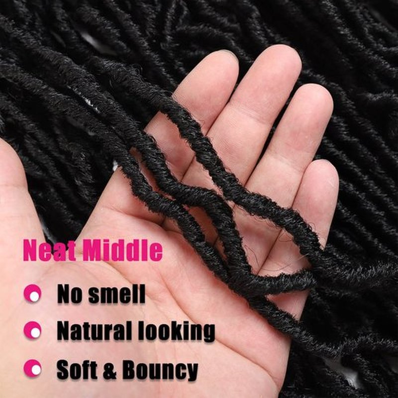 Faux Locs Crochet Hair 36 Inch 5 Packs Pre Looped Soft Locs Crochet Hair Natrual Black Color Synthetic Hair Extension for Women and Girls(36Inch, 1B)