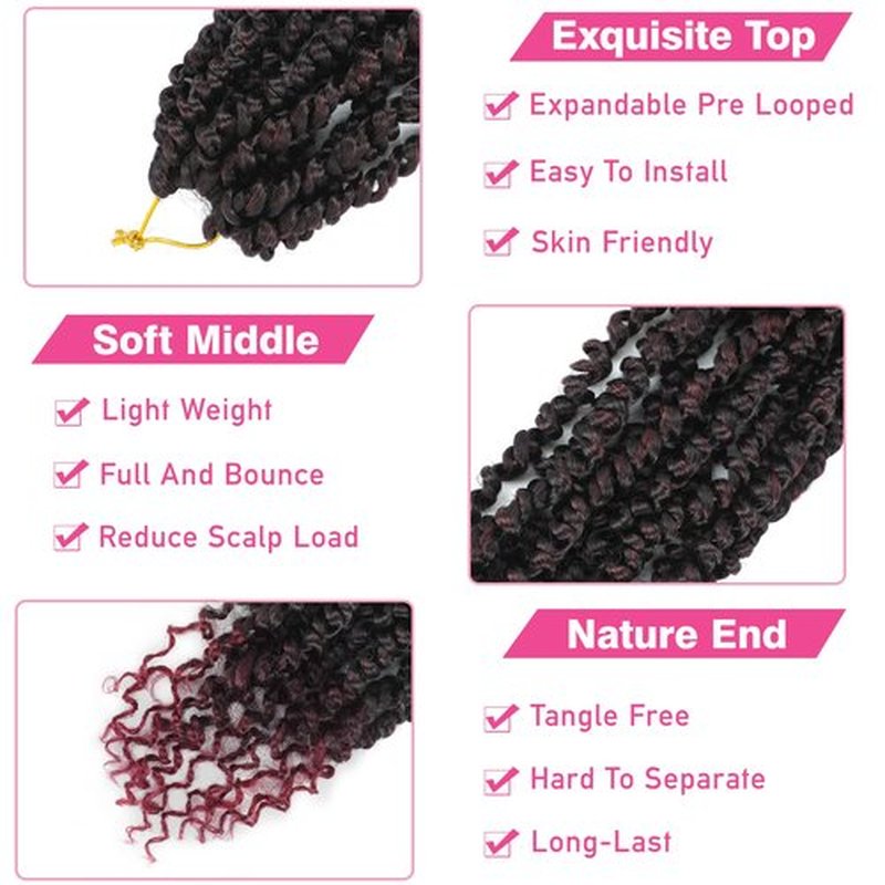 9 Packs Pre Looped Crochet Passion Twist Hair 10 Inch Pre-twisted Passion Twist Hair Passion Twist Crochet Hair Bohemian Passion Twist Crochet Braids Hair for Women Girls and Kids (10Inch,T1B/BUG)
