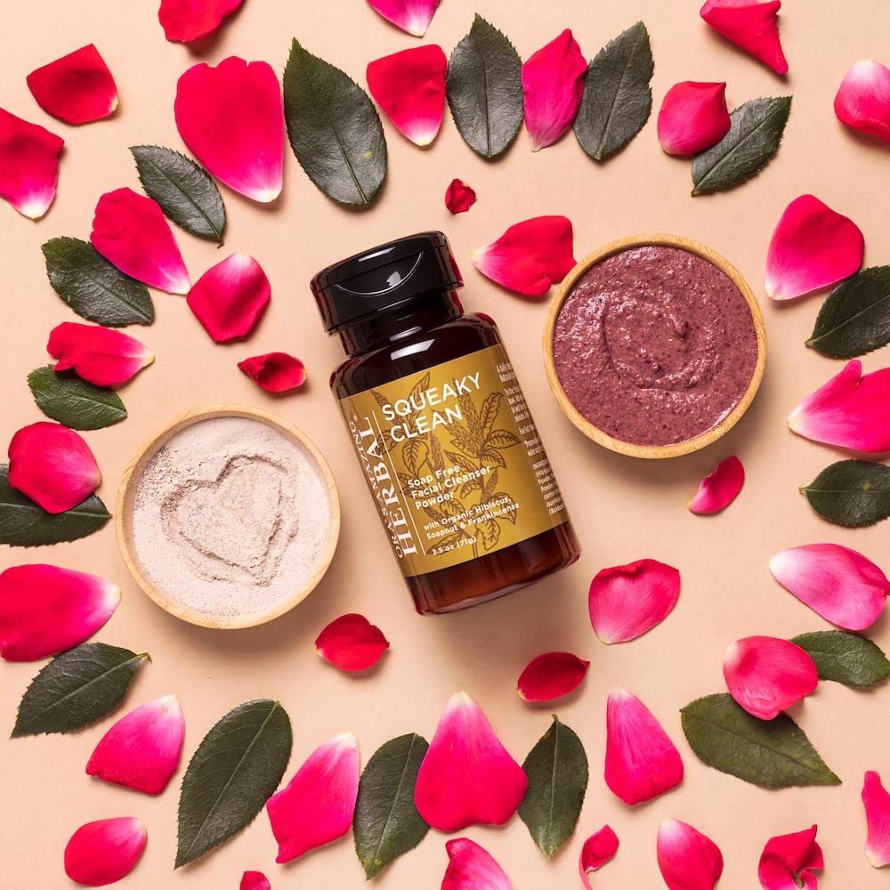 Ora's Amazing Herbal Squeaky Clean, Vegan Hibiscus Face Scrub Powder, Frankincense and Clay Facial Exfoliator