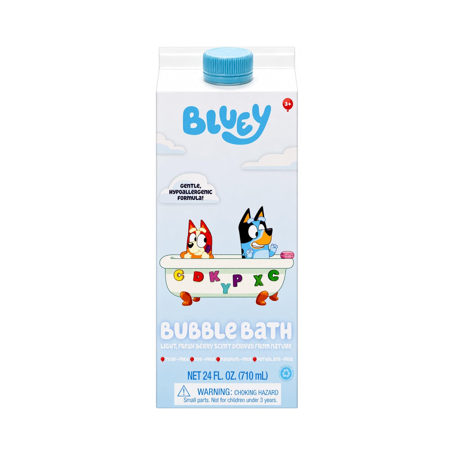Bluey Bubble Bath for Toddlers and Kids 3+, Fresh Berry Scent, Tear Free | Dye, Paraben, Phthalate-Free | Hypoallergenic | 24 oz/ 710 ml