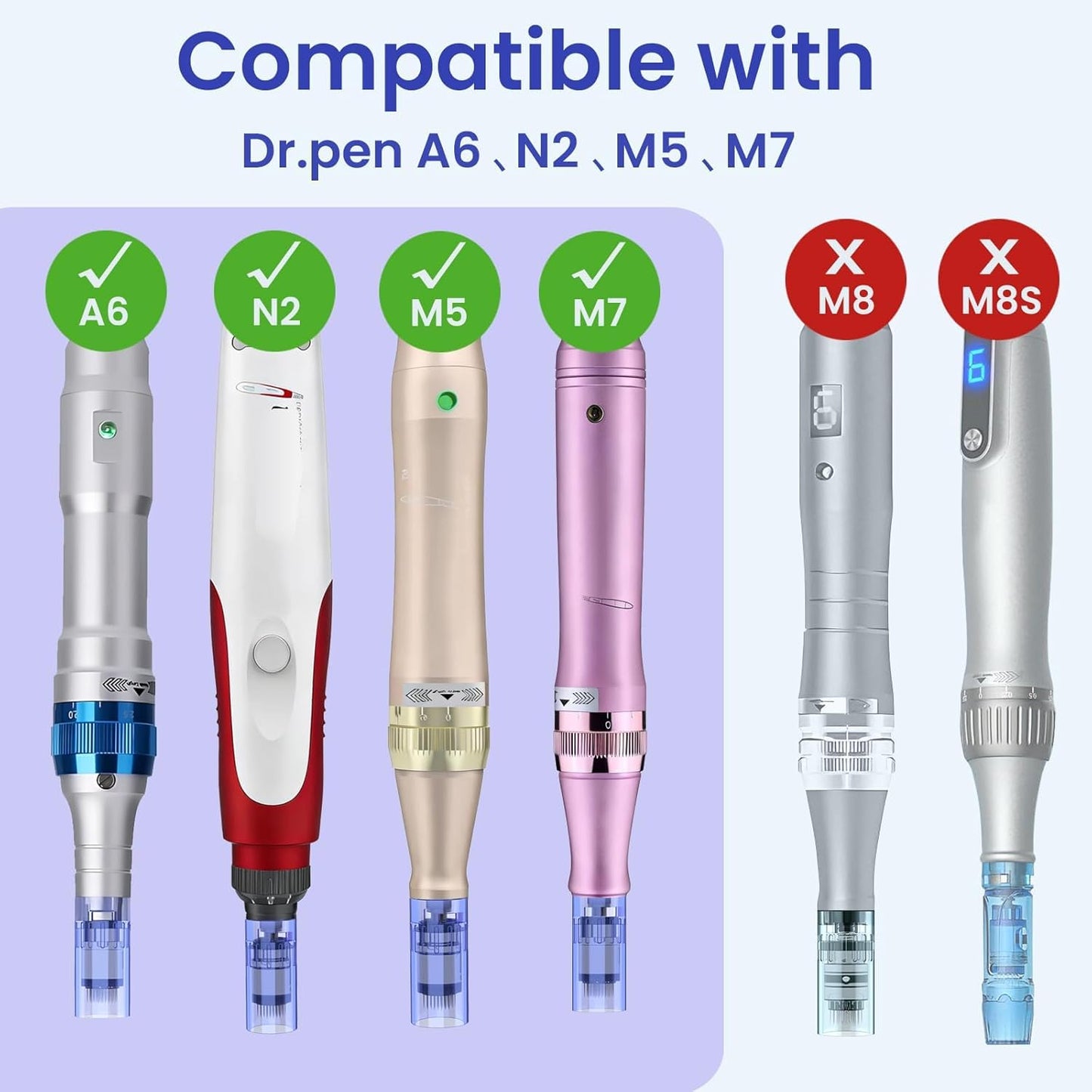 Microneedling Pen Cartridges for Dr Pen Microneedle Machine A6 N2 M5 M7 at Home Use (12 Pin, 10 PCS) 0.25 mm