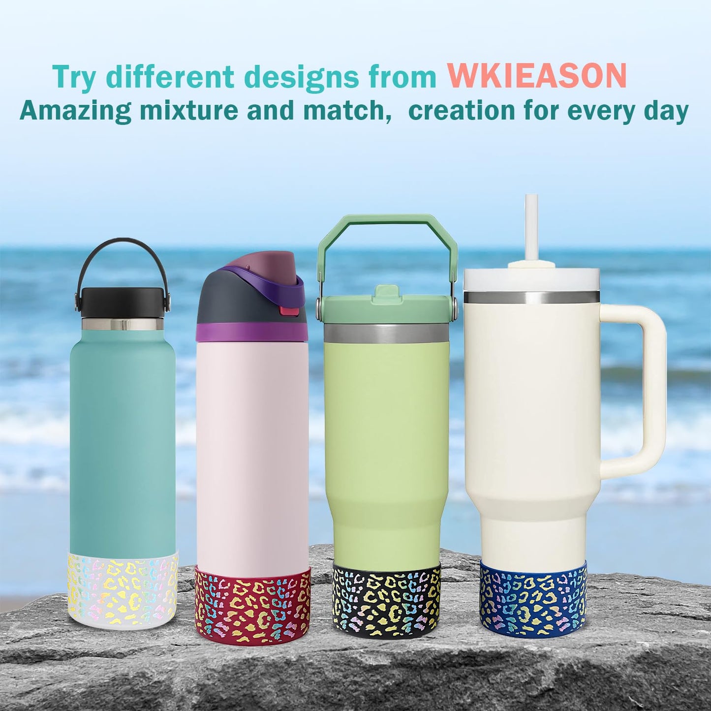 WK IEASON 2 Pcs Tumbler Bottom Protector Boot for Stanley Quencher Adventure 40oz & Stanley IceFlow 20oz 30oz, Stealth Landing-2.83inch Bottom Diameter