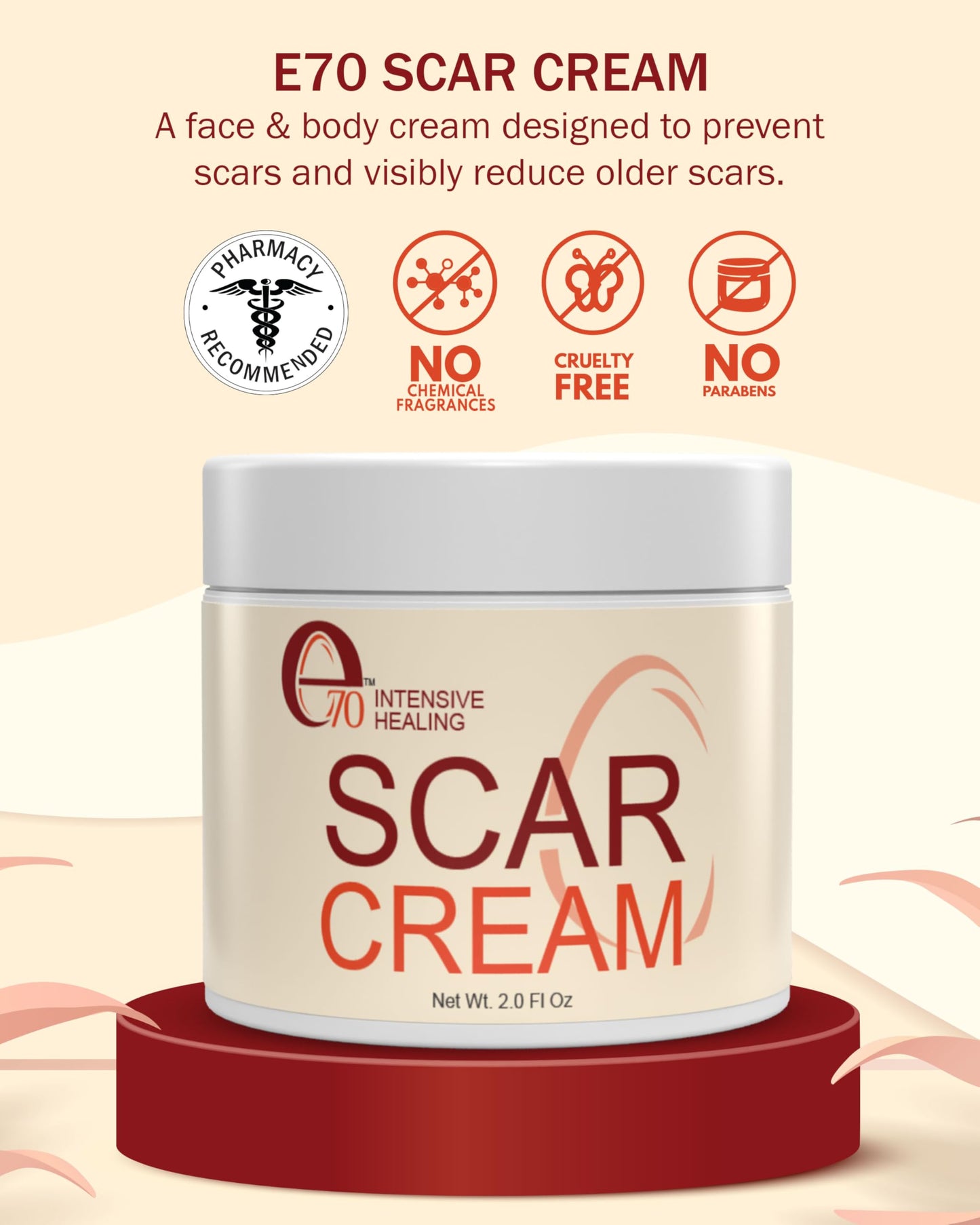 Scar Cream Gel for Surgical Scars Fast Repair C-Section -2.0 Fl Oz , Stretch Marks, Keloids, Burns, Scar Away Cream for Old Scars. Vitamins Full - All Skin Types - Reduce Acne Spots and scar treatment