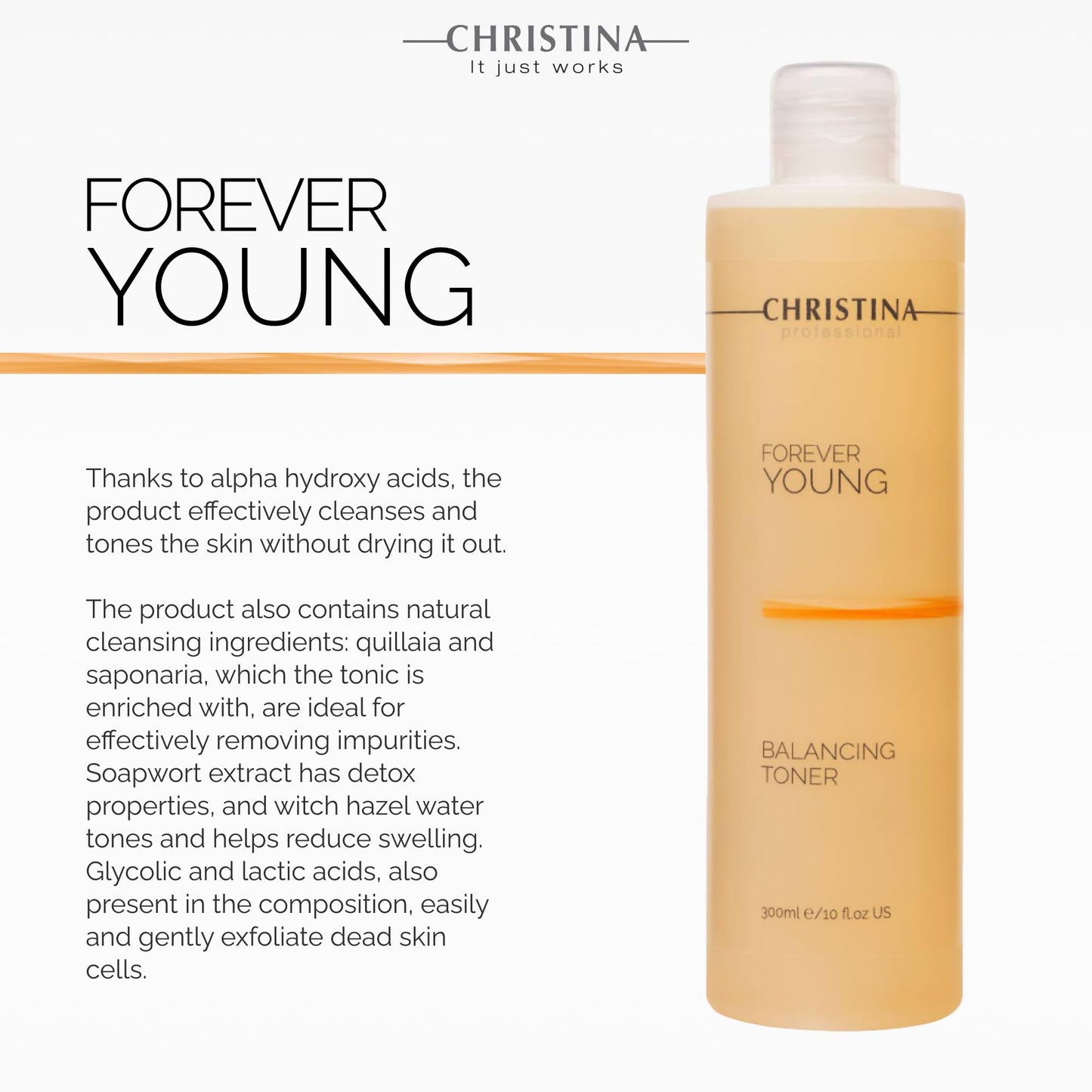 Christina - Forever Young - Balancing Toner for Oily and Combination Skin, pH 3,2-3,7 (300ml)