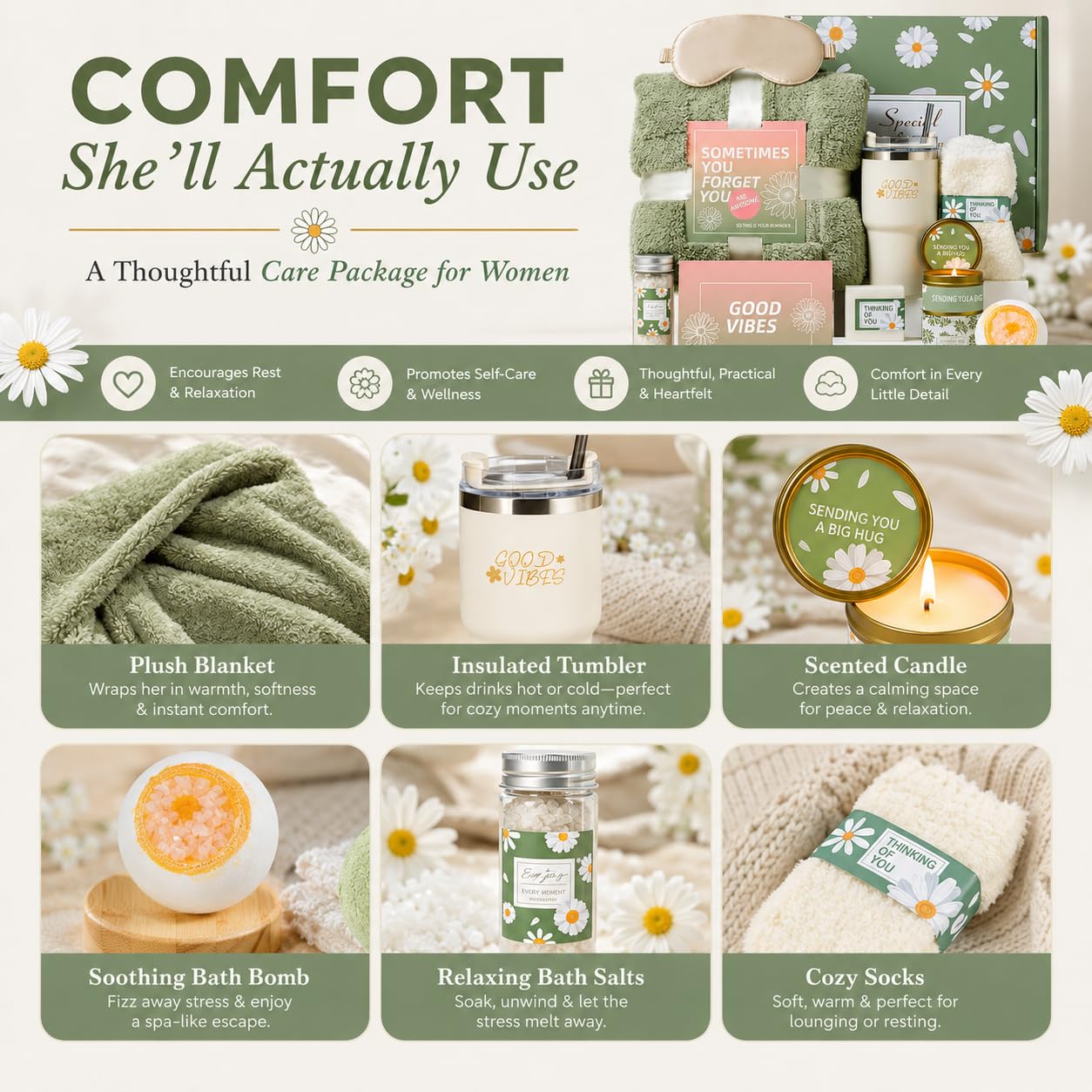 Self Care Gifts for Women：Spa Baskets · Get Well Soon , Birthday Gifts for Women Care Package · Relaxation Gift Sets for Women · Relaxing or Thinking of You for Her