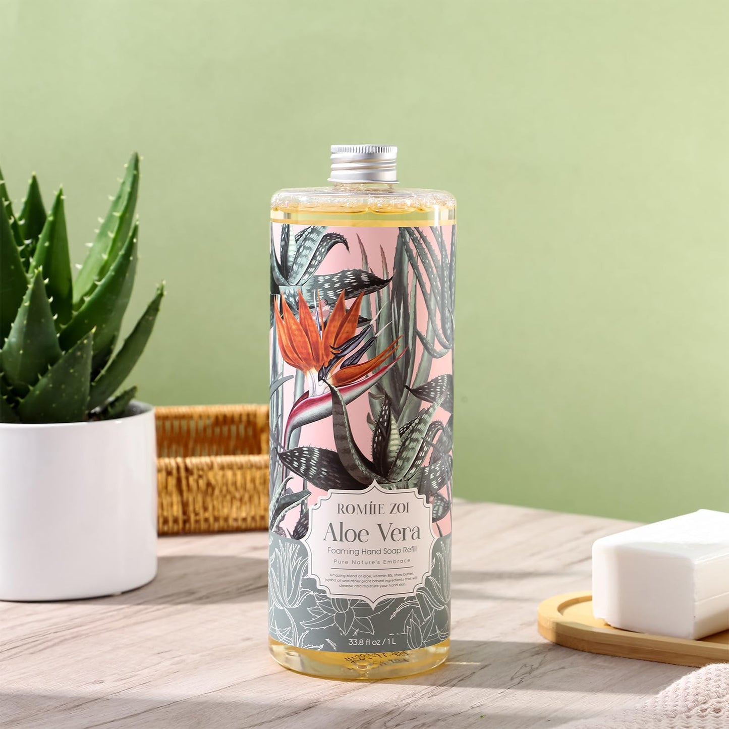 ROMIIE ZOI Foaming Hand Soap Refill, Aloe Vera, Gentle & Moisturizing Formula, 1 L/ 33.8 FL OZ