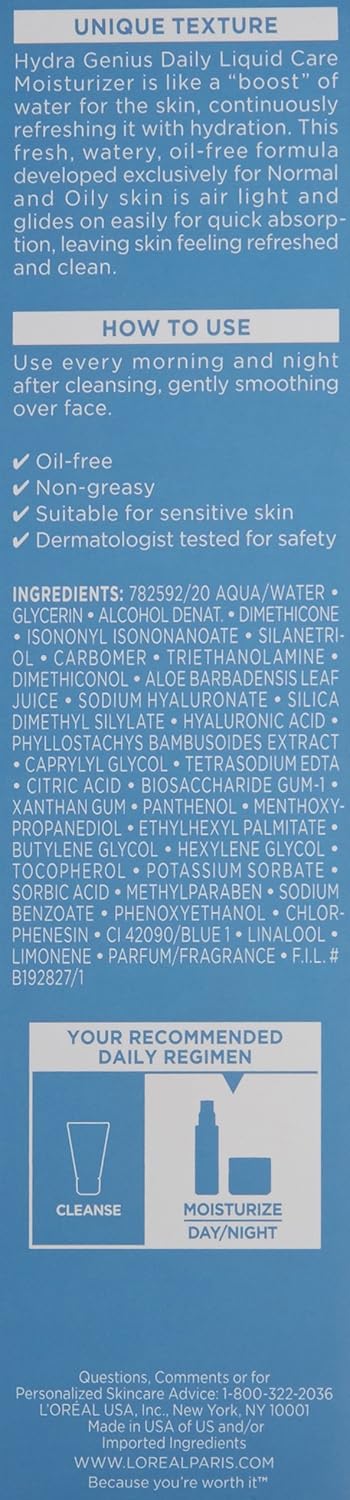 Hydra Genius Oil-Free Face Moisturizer with Hyaluronic Acid & Aloe Water - 3.04 fl. oz. for Normal to Oily Skin