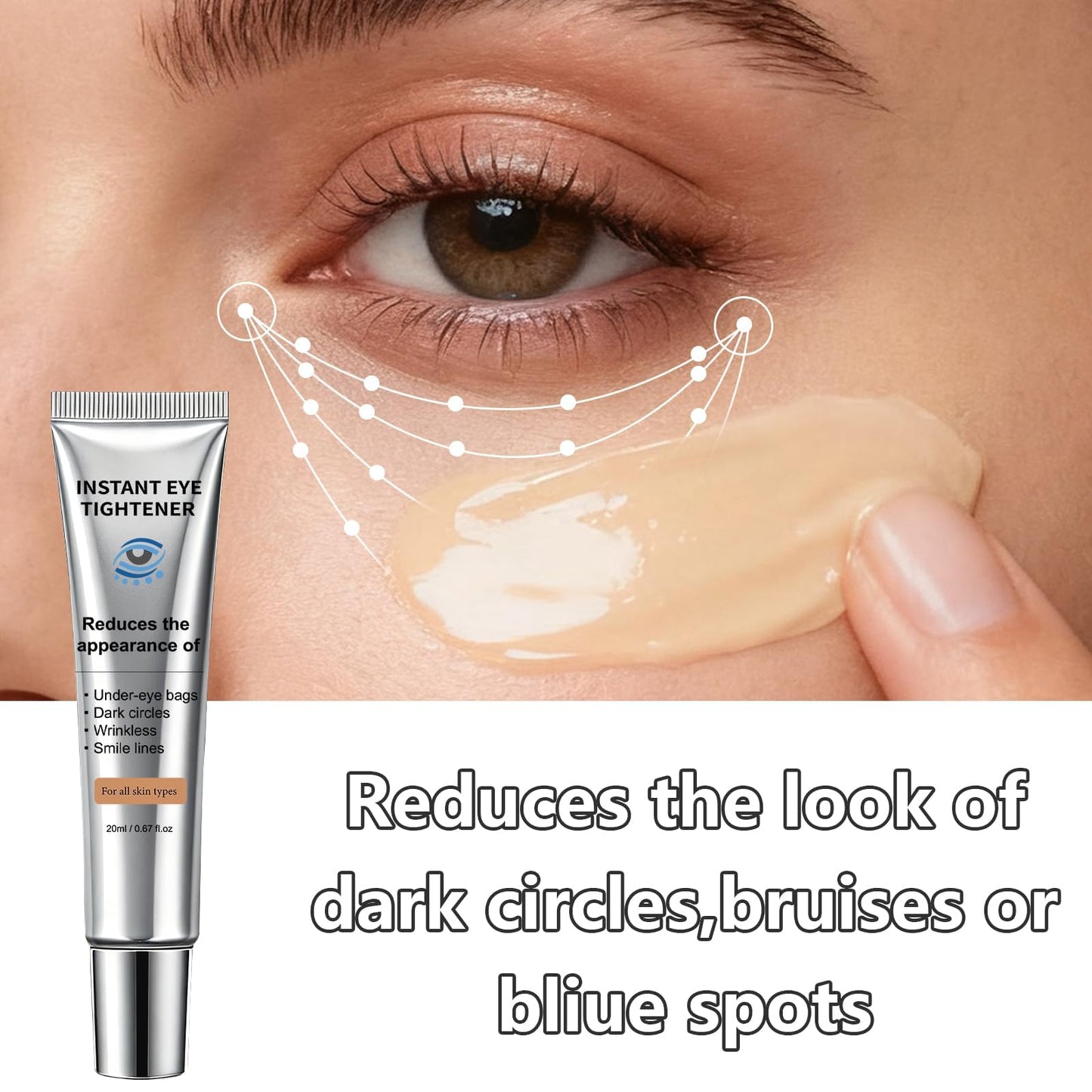 Instant Under Eye Lift Serum - Anti-Aging Formula for Under Bags and Wrinkles, Temporary Eye Tightener Cream Firming Primer Visibly Improves Dark Circles, Fine Lines & Crow's Feet, 1 PC, 0.7 Fl.Oz