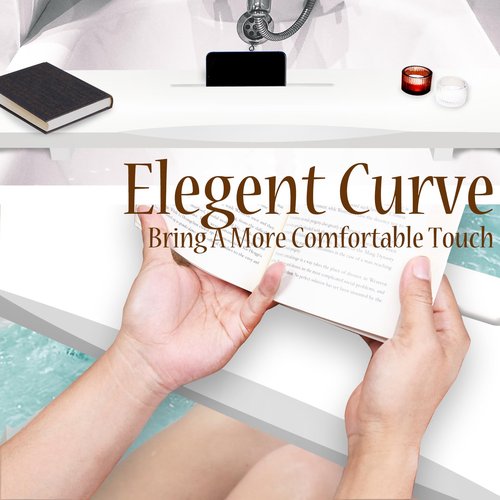 Stylish White 1.2IN Thickened Board Bamboo Bathtub Tray Caddy with Adjustable Legs, Minimalistic Design Bath Tray for Tub, Bathtub Accessories, Fits Most Bath Tubs, Ideal for Women