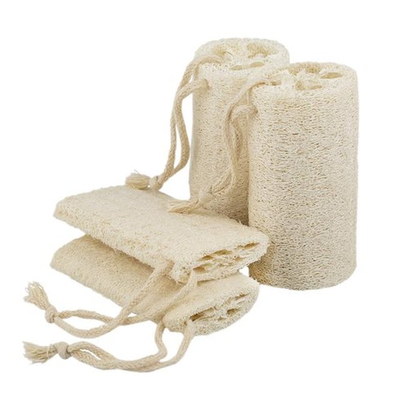 pisdoplop 5" Natural Loofah Exfoliating Body Sponge Scrubber for Skin Care in Bath Spa Shower Pack of 4