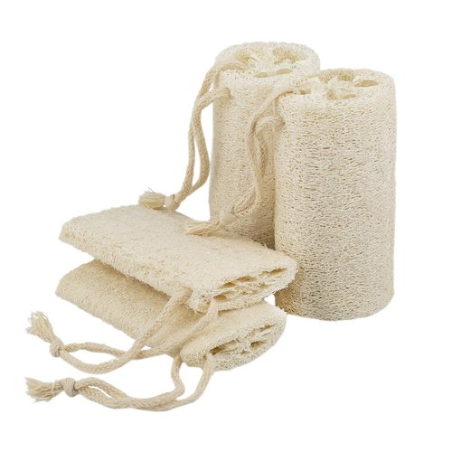 pisdoplop 5" Natural Loofah Exfoliating Body Sponge Scrubber for Skin Care in Bath Spa Shower Pack of 4