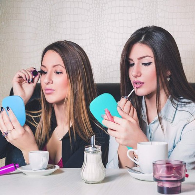 Jetec Small Handheld Hand Mirror Compact Travel Makeup Mirror Handheld Cosmetic Personal Mirror Portable Vanity Mirror 3.15 * 7.09inch(Blue, Green, Pink, Purple,8 Pcs)