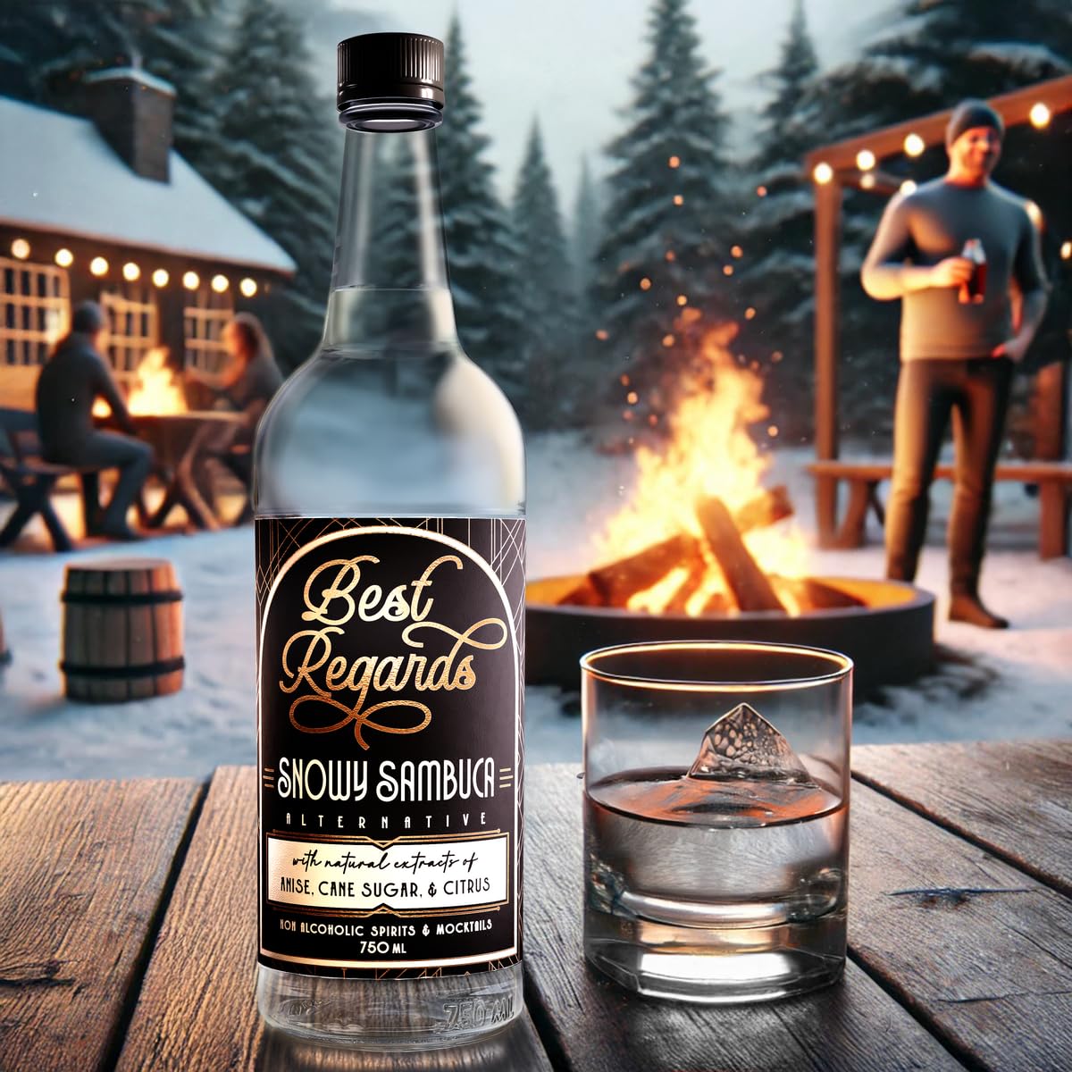 BEST REGARDS Snowy Sambuca | Non-Alcoholic Liqueur | The World’s Leading Developer of Non-Alcoholic Spirits, Liqueurs & Mocktails | 25.4 FL OZ (750 ML)