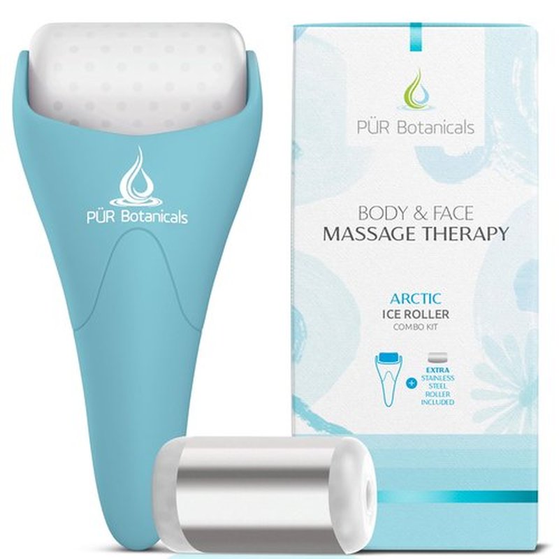 PUR Botanicals - Arctic 2-in-1 Set Cryotherapy Ice Roller for Face Wrinkles Massager - Skin Care Tool for Puffiness - Cooling Ice Facial Eye Skin Roller - Reduce Puffiness and Relief Migraine Pain