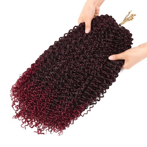WIGER Kinky Curly Braiding Hair Marlybob Crochet Hair 1B/BUG Jerry Curly Passion Twist Hair 18 Inches Long Curly Crochet Braids for Women Synthetic Kinky Twisted Hair Extensions (6 Packs, 1B/BUG)