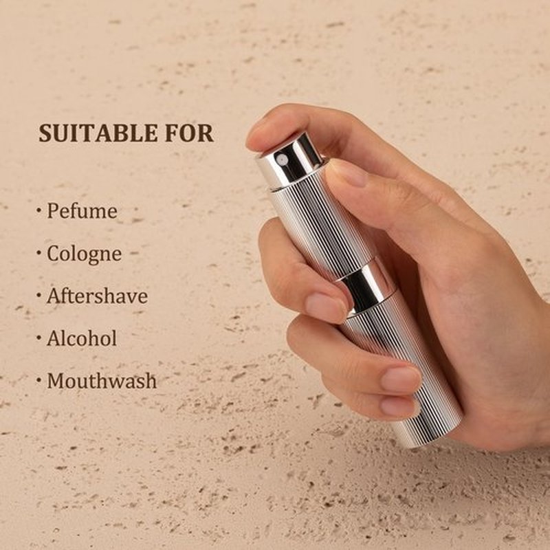 LISAPACK Travel Perfume Atomizer Bottle Refillable: Spray for Travel Size Cologne Empty - Small Portable Fragrance Refill Sprayer - 8ml, Stripe Black