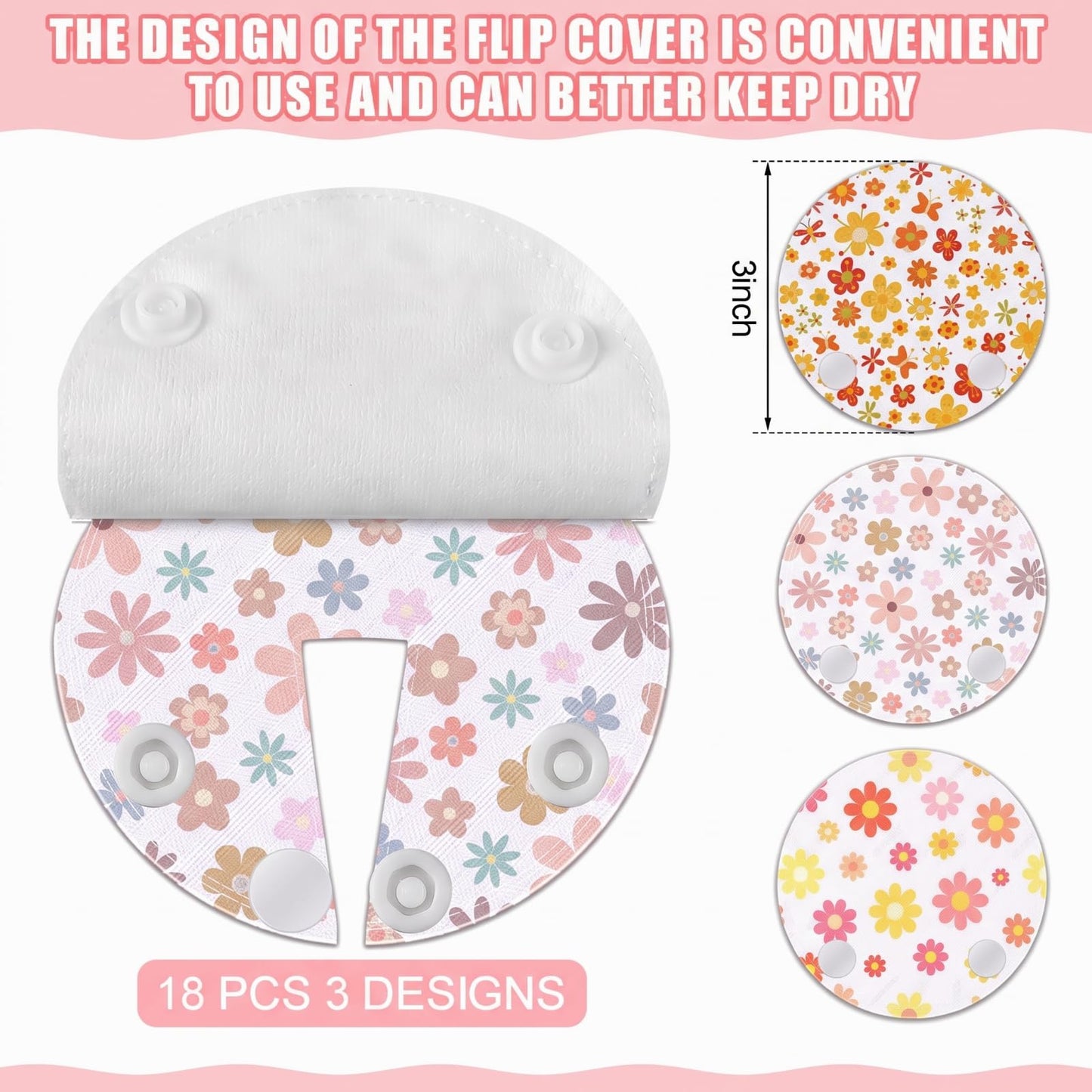 Breling 18 Pack Feeding Tube Pads Button Pad Gtube Button Covers Reusable g Tube Cutie Dinosaur Feeding Supplies for Kids Baby Breastfeeding Nursing Care (Flower)