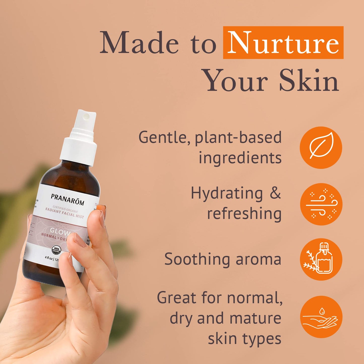 Pranarom Facial Mist (4oz / 120ml) - 100% Pure & Natural Essential Oil Facial Mist for Dry Skin Hydration & Toning (Glow (Dry Skin))