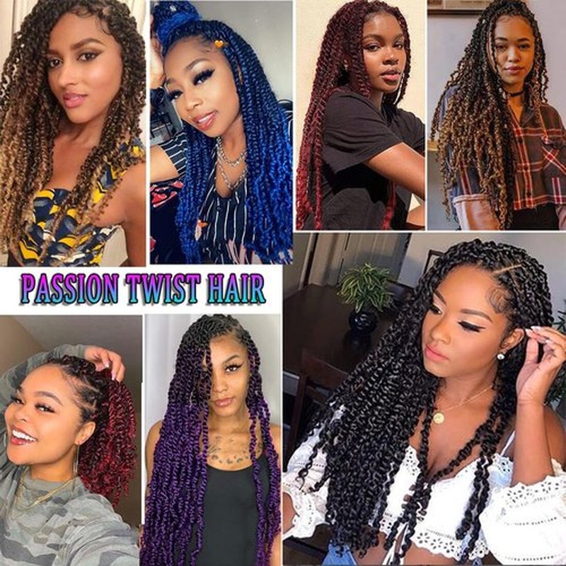 Bestlove Blue Pretwisted Passion Twist Crochet Hair 14 Inch 8 Packs Pre-looped Ombre Blue Crochet Hair Water Wave Passion Twist Braiding Hair Extensions for Black Women