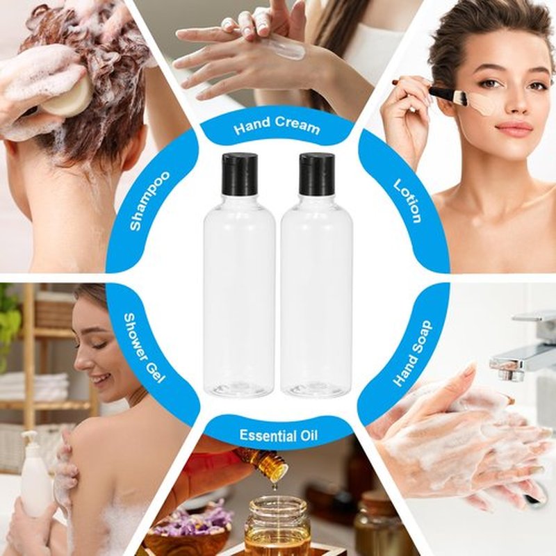 PATIKIL Travel Bottles with Disc Cap, 6 Pcs 3.4 Oz(100ml) Leak Proof Refillable Empty Dispenser Container Squeeze Bottle for Shampoo Toiletries Lotion Cream, Clear