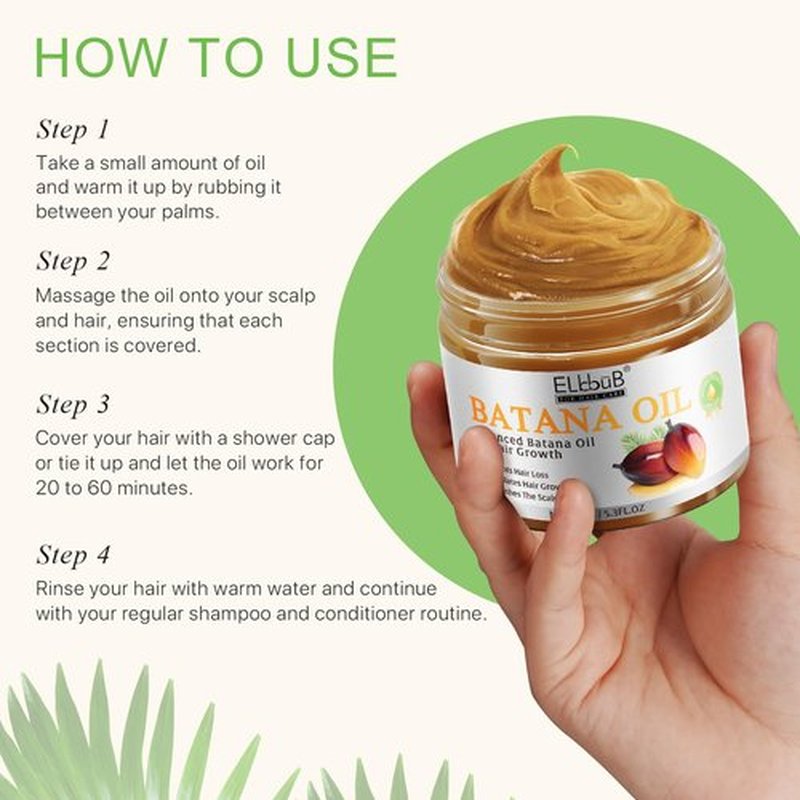 ELBBUB Raw Batana Oil for Hair Growth and Repair -100% Pure, Unrefined Oil from Honduran Rainforests Prevent Hair Loss and Enhances Hair Thickness in Men & Women