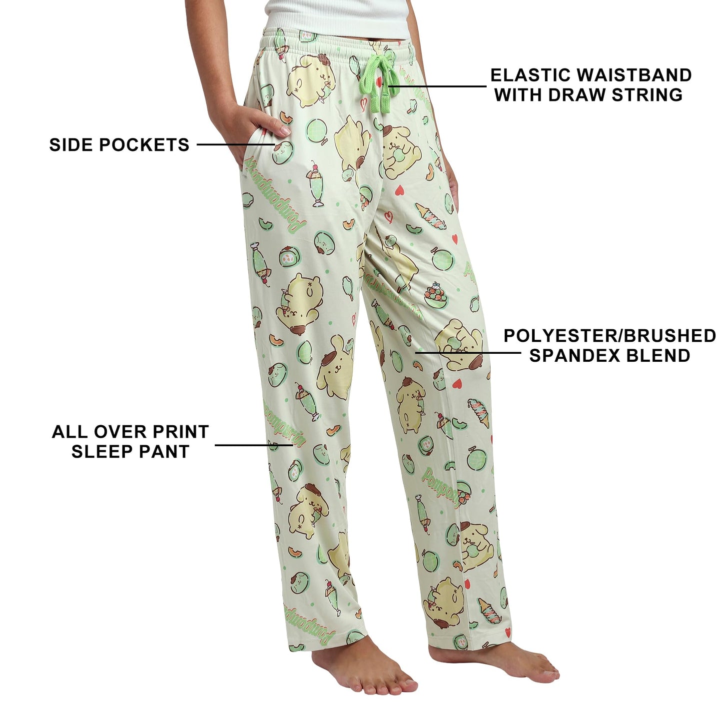 Bioworld Pompompurin Light Green Adult Womens Sleep Pants- XXL