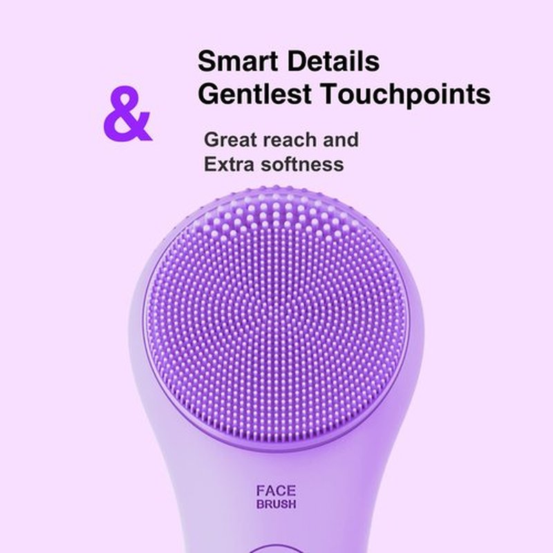 Face Scrubber, NågraCoola CLIE Facial Cleansing Brush, Waterproof and Rechargeable Face Scrub Brush for Men & Women, Cleansing, Exfoliating and Massaging, Electric Face Wash Brush - Violet