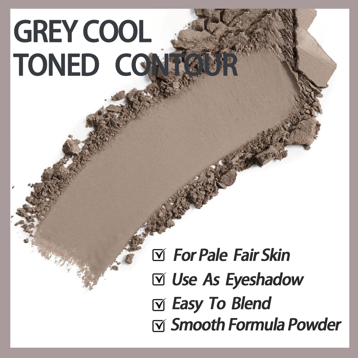 Okerker Cool Toned Contour Palette with Mirror, Taupe Grey Contour Powder for Fair Pale Light Cool Toned Skin,Neutralizes Redness, No Orange, Nose Contouring Bronzer Powder with Nose Contour Brush