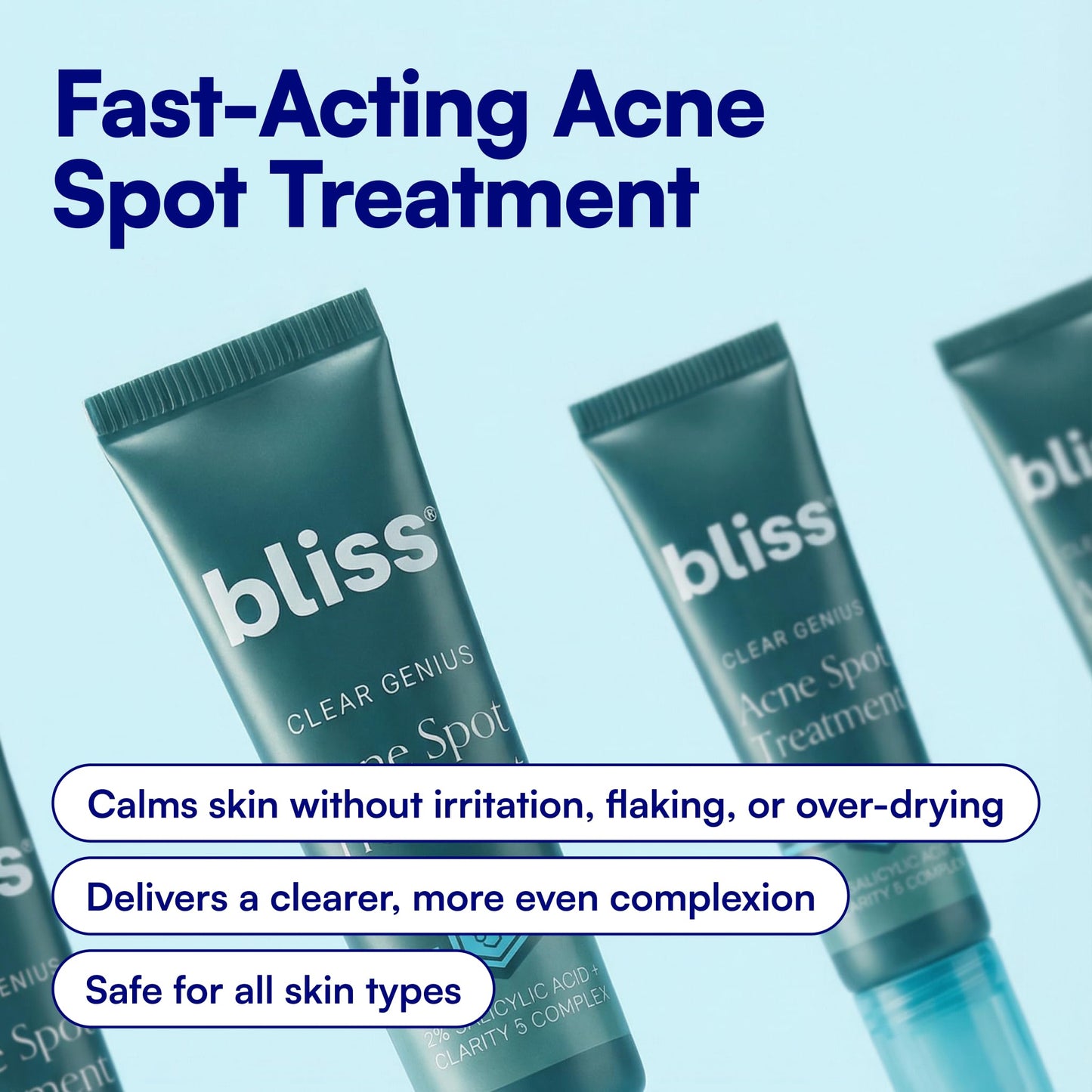 Bliss Clear Genius Acne Spot Treatment – Maximum Strength 2% Salicylic Acid Shrinks Blemishes – Clean, Vegan, Cruelty-Free, 0.5 Fl Oz