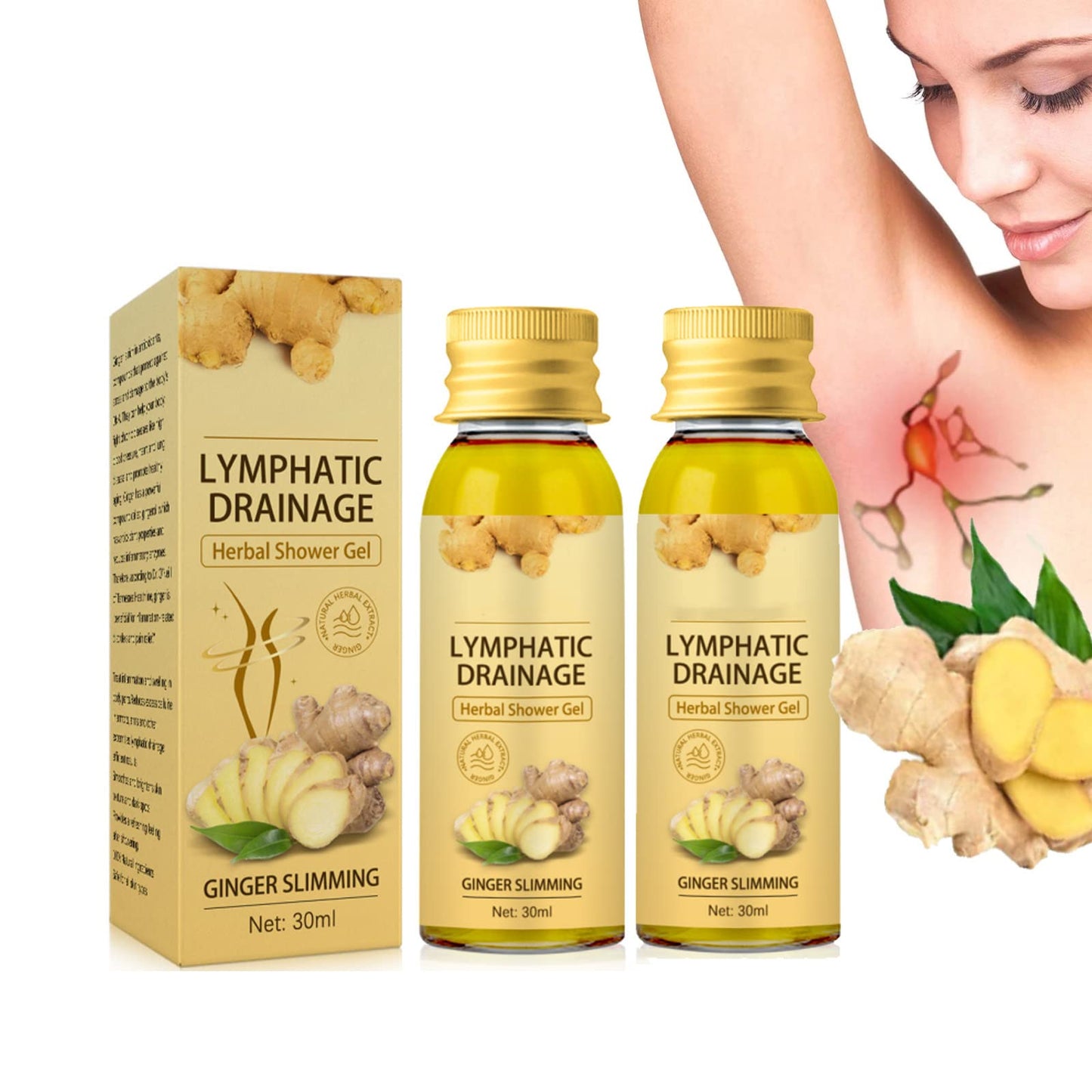 Herbal Shower Gel, Herbal Slimming Shower Gel, Ginger Shower Gel for Slimming, Organic Herbal Ginger Slimming Body Wash (2 pack)