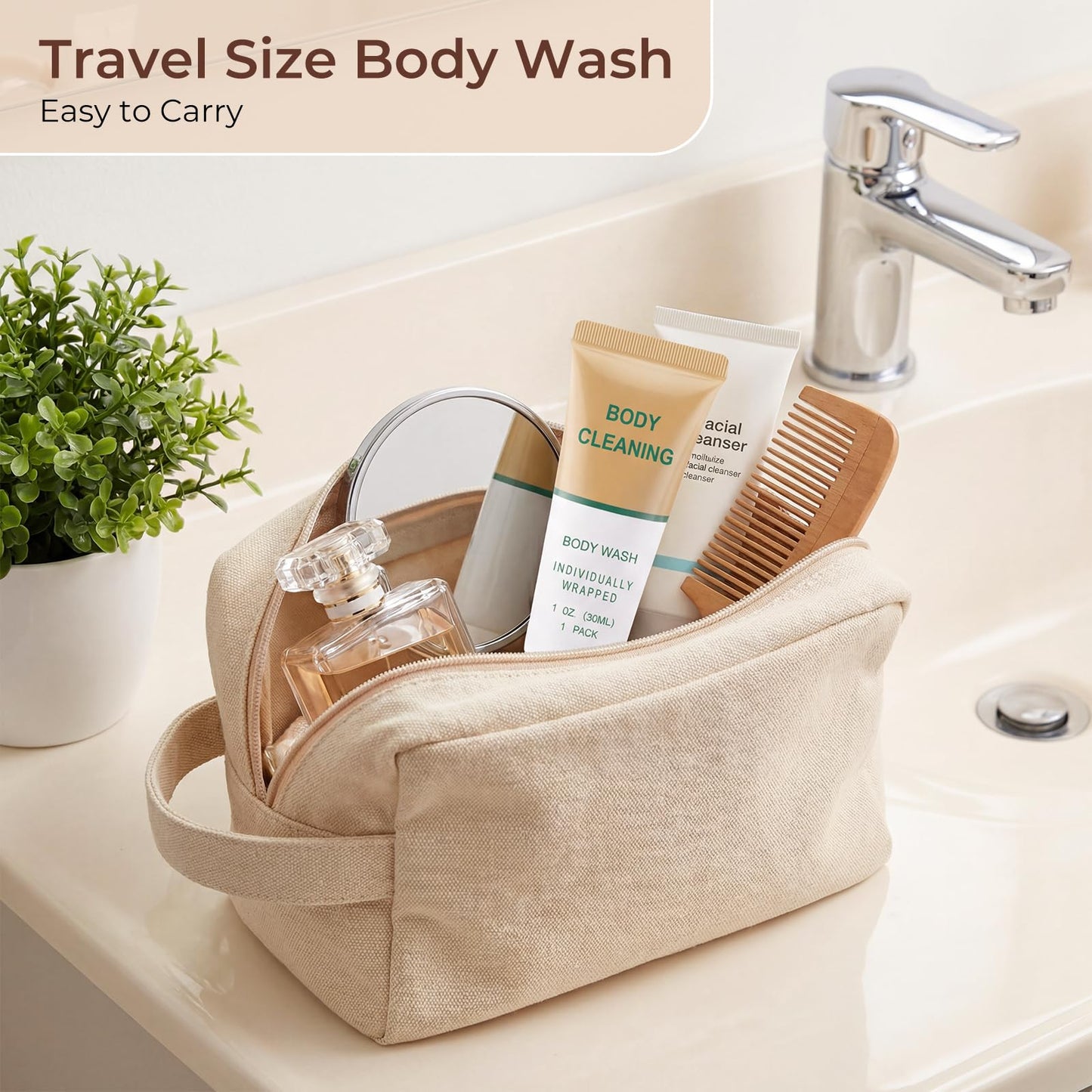 Mini Travel Body Wash, Individually Wrapped Travel Size Bulk Shower Gel Set, Trial Sample Small Single Use Men Women Toiletries Amenities for Hotel/Camping/Vacation/Homeless 1 Fl Oz (Pack of 30)