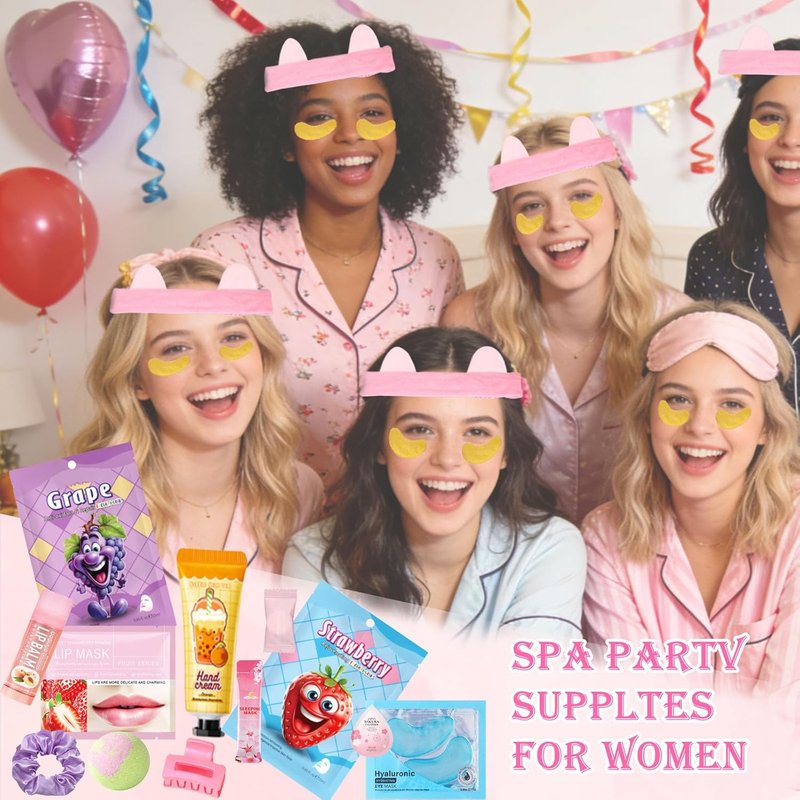 Spa Party Supplies - 112PCS Girls' Spa Kit with Face Masks, Hand Cream & Foot Bath Bombs | Perfect for Birthday & Sleepover Parties