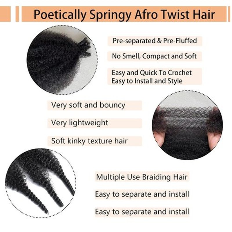 16 Inch Springy Afro Twist Hair Color 2# Kinky Braiding Hair Extensions for Passion Twist Hair Black Spring Twist Hair for Soft Locs 8 Packs Marley Twist Braiding Hair